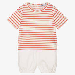 Babidu-Boys White & Brown Shorts Sets | Childrensalon Outlet