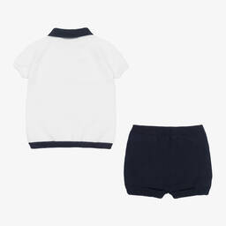 Babidu-Белый вязаный топ и синие шорты | Childrensalon Outlet
