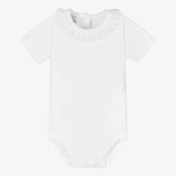 Babidu-Boys White Ruffle Collar Bodysuit | Childrensalon Outlet