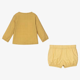 Babidu-Boys Yellow Cotton Shorts Set | Childrensalon Outlet