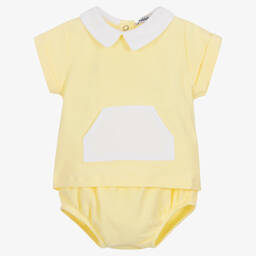 Babidu-طقم شورت أطفال ولادي قطن جيرسي لون أصفر | Childrensalon Outlet
