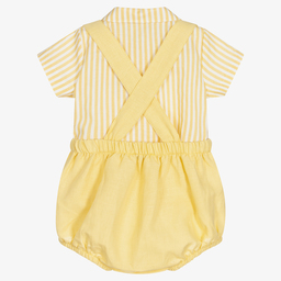 Babidu-طقم شورت أطفال ولادي قطن وكتان لون أصفر | Childrensalon Outlet