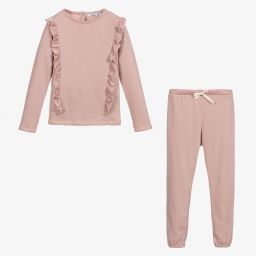 Babidu-Dusty Pink Organic Tracksuit  | Childrensalon Outlet