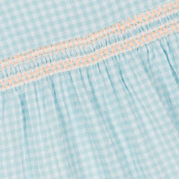 Babidu-Girls Aqua Green Shirred Seersucker Dress | Childrensalon Outlet