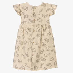 Babidu-Girls Beige Cotton Dress | Childrensalon Outlet