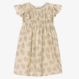 Babidu-Girls Beige Cotton Dress | Childrensalon Outlet