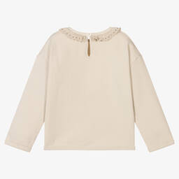 Babidu-Girls Beige Cotton Sweatshirt | Childrensalon Outlet
