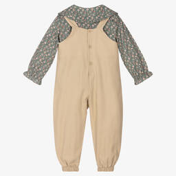 Babidu-Girls Beige Dungaree Set | Childrensalon Outlet