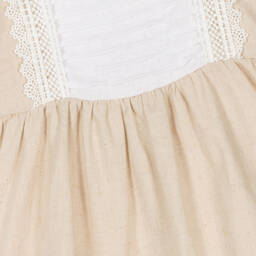 بابيدو -فستان مزيج قطن وكتان لون بيج | Childrensalon Outlet