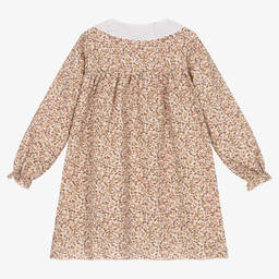 Babidu-Girls Beige & Pink Floral Dress | Childrensalon Outlet