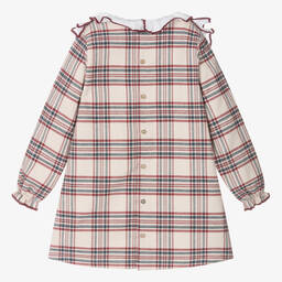 Babidu-فستان قطن كاروهات لون بيج وأحمر | Childrensalon Outlet