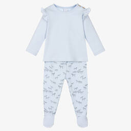 Babidu-بيبي غرو قطن جيرسي لون أزرق للمولودات - قطعتين | Childrensalon Outlet