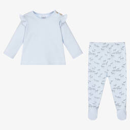 Babidu-بيبي غرو قطن جيرسي لون أزرق للمولودات - قطعتين | Childrensalon Outlet