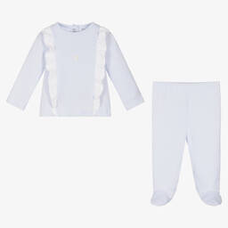 Babidu-Girls Blue 2 Piece Babygrow | Childrensalon Outlet