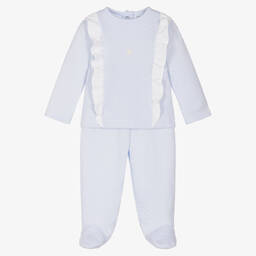 Babidu-Girls Blue 2 Piece Babygrow | Childrensalon Outlet
