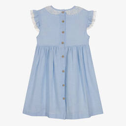 Babidu-Girls Blue Check Cotton Dress | Childrensalon Outlet