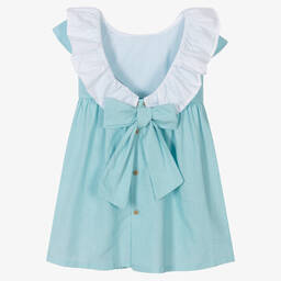 Babidu-Girls Blue Cotton Dress | Childrensalon Outlet