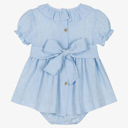 Babidu-فستان أطفال بناتي قطن لون أزرق | Childrensalon Outlet