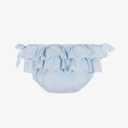 Babidu-Girls Blue Cotton Knit Bloomer Shorts | Childrensalon Outlet