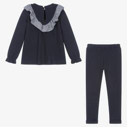 Babidu-Girls Blue Cotton Trouser Set | Childrensalon Outlet