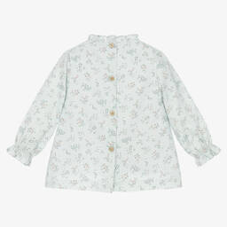 Babidu-Girls Blue Floral Cotton Dress | Childrensalon Outlet