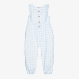 Babidu-Girls Blue Gingham Jumpsuit | Childrensalon Outlet