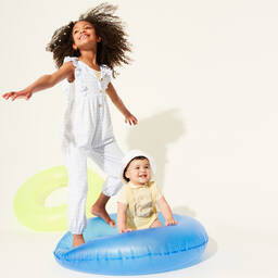 Babidu-Girls Blue Gingham Jumpsuit | Childrensalon Outlet