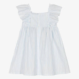 Babidu-Girls Blue Striped Smocked Dress | Childrensalon Outlet