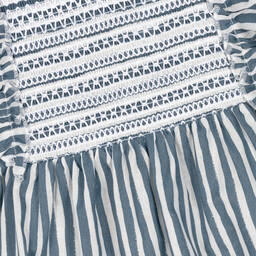 Babidu-Girls Blue Striped Smocked Dress | Childrensalon Outlet