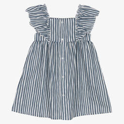 Babidu-Girls Blue Striped Smocked Dress | Childrensalon Outlet