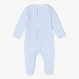 Babidu-Girls Blue Velour Babygrow | Childrensalon Outlet