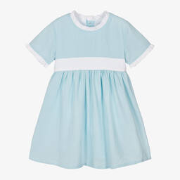 Babidu-Girls Blue Viscose & Linen Dress | Childrensalon Outlet