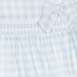 Babidu-Girls Blue & White Check Cotton Dress | Childrensalon Outlet