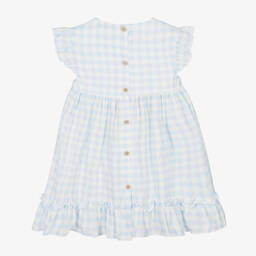 Babidu-Girls Blue & White Check Cotton Dress | Childrensalon Outlet