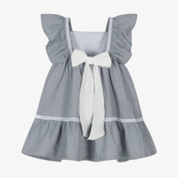 Babidu-Girls Charcoal Woven Cotton Dress | Childrensalon Outlet