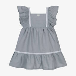 Babidu-Girls Charcoal Woven Cotton Dress | Childrensalon Outlet