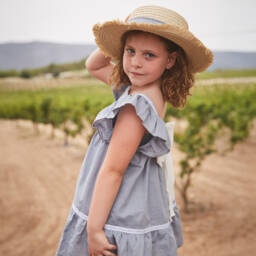 Babidu-Girls Charcoal Woven Cotton Dress | Childrensalon Outlet