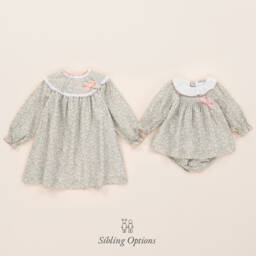 Babidu-Girls Charming Green Floral Frock | Childrensalon Outlet