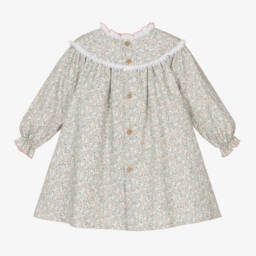 Babidu-Girls Charming Green Floral Frock | Childrensalon Outlet