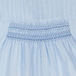 Babidu-Girls Cornflower Blue Cotton Dress | Childrensalon Outlet