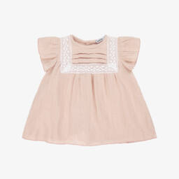 Babidu-Girls' Delicate Pink Muslin Frock | Childrensalon Outlet