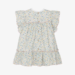 Babidu-Girls' Elegant Blue Floral Frock | Childrensalon Outlet