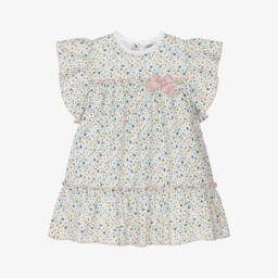 Babidu-Girls' Elegant Blue Floral Frock | Childrensalon Outlet