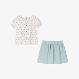 Babidu-طقم فاخر للبنات باللون العاجي والأزرق | Childrensalon Outlet