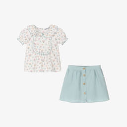 Babidu-طقم فاخر للبنات باللون العاجي والأزرق | Childrensalon Outlet