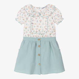 Babidu-طقم فاخر للبنات باللون العاجي والأزرق | Childrensalon Outlet