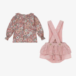 Babidu-Girls Floral Corduroy Shorts Ensemble | Childrensalon Outlet