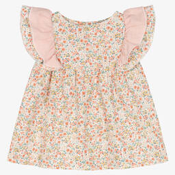 بابيدو -طقم شورت قطن لون عاجي وزهري بطبعة ورود | Childrensalon Outlet