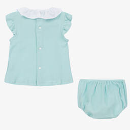 Babidu-Girls Green Cotton Dress | Childrensalon Outlet