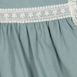 Babidu-Girls Green Cotton Dress | Childrensalon Outlet